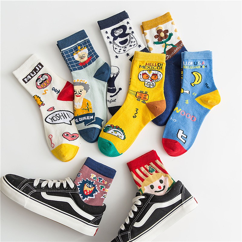 Women Socks Funny Cute Cartoon Fruits Banana Oasis King Flower Food Happy  Harajuku skateboard Socks | Shopee Malaysia