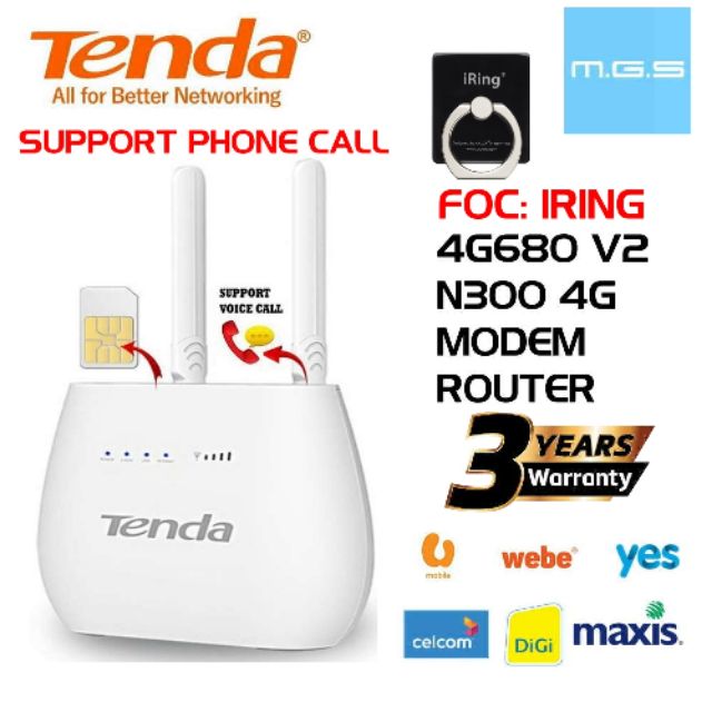 TENDA 4G06 / 4G680 V2 / 4G180 / 4G185 / 4G09 4G LTE Wireless WiFi Modem SIM Can Voice Call voLTE. TPLINK MR200 MR6400 - Shopee Malaysia