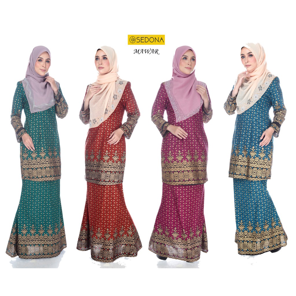 SEDONA baju  kurung moden songket  cotton MAWAR xs 4xl 