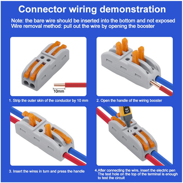 5pcs Transparent Fast Connection Terminal can be Spliced at Will lt-211 Blue Handle lamp Connection Terminal Connector