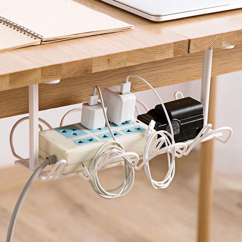 Undertable Table Bottom Power Socket Holder Hanging Rack Line Home
