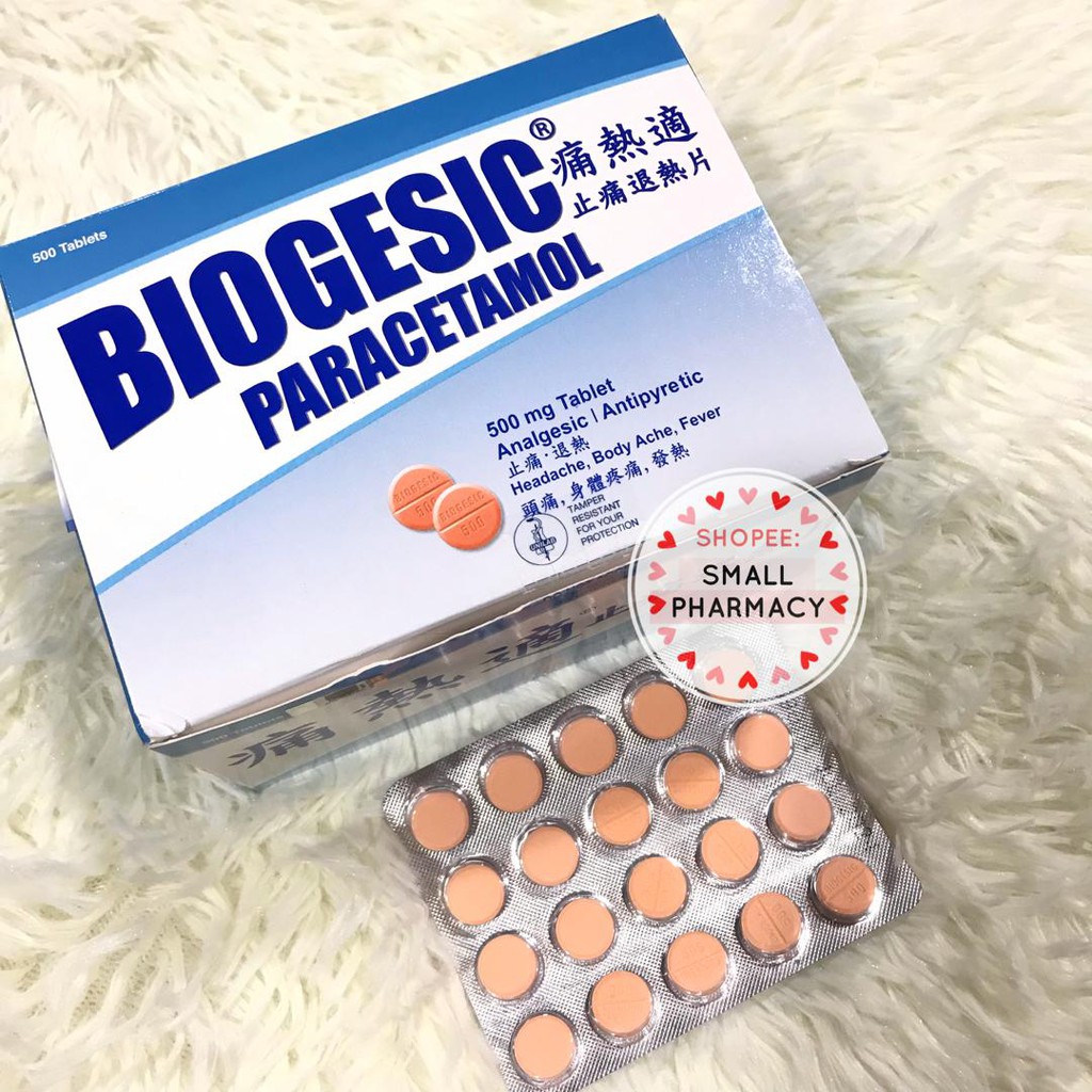 Biogesic Paracetamol 500mg Tablets 20's/1 strips ( fever , pain
