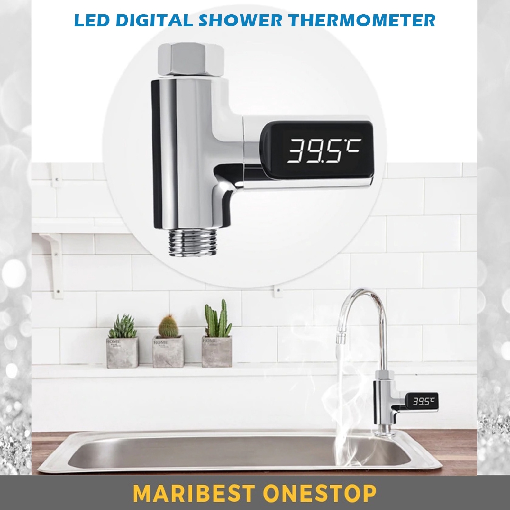 BD-LS-01 LED Display Digital Shower Thermometer 360 Rotation Water Temperature Monitor for Bathroom Kitchen
