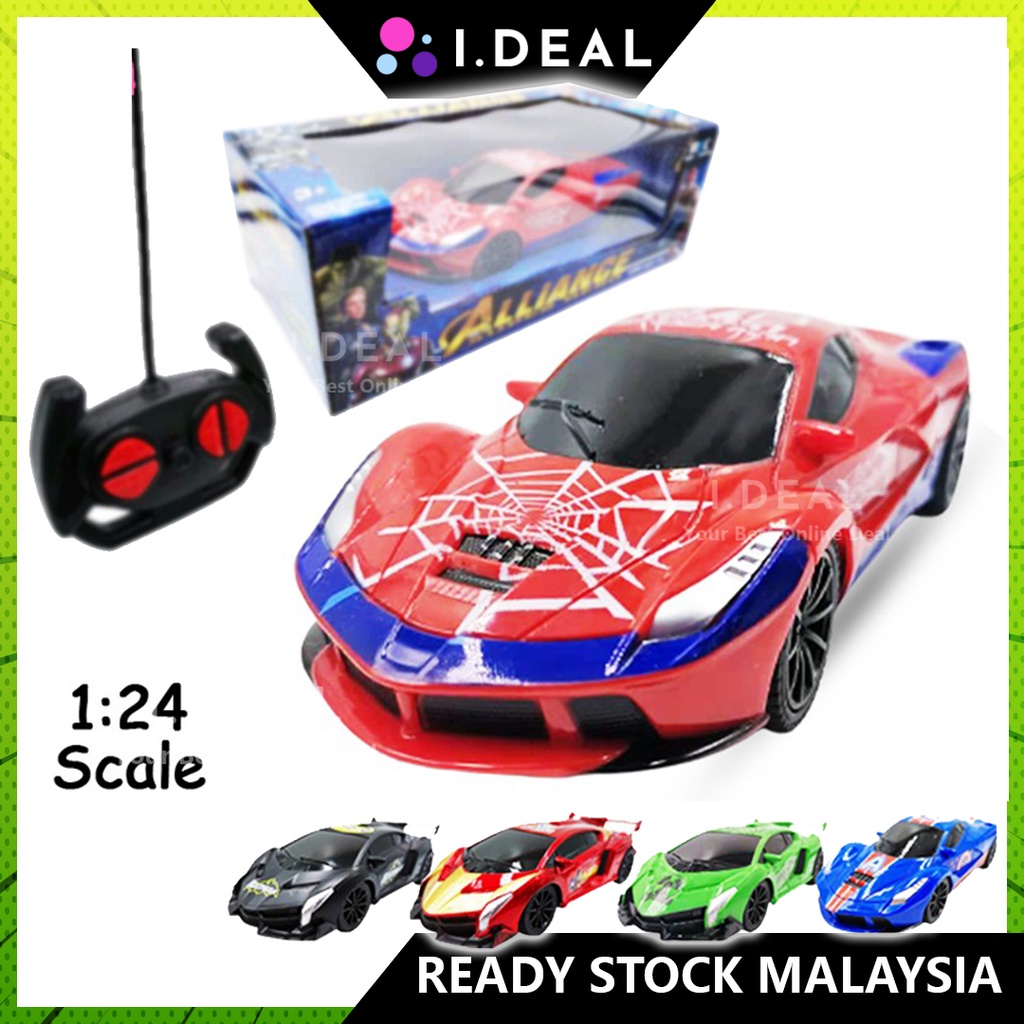 IDEAL Avengers Toys 1:24 Scale Remote Control Rc Car for Kid Kereta Kontrol Iron Man Spiderman Kids Mainan Budak Lelaki