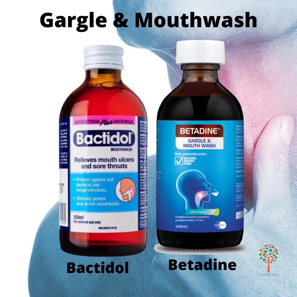 BACTIDOL BETADINE Mouthwash Relives Mouth Ulcers And Sore Throats 250ml Shopee Malaysia