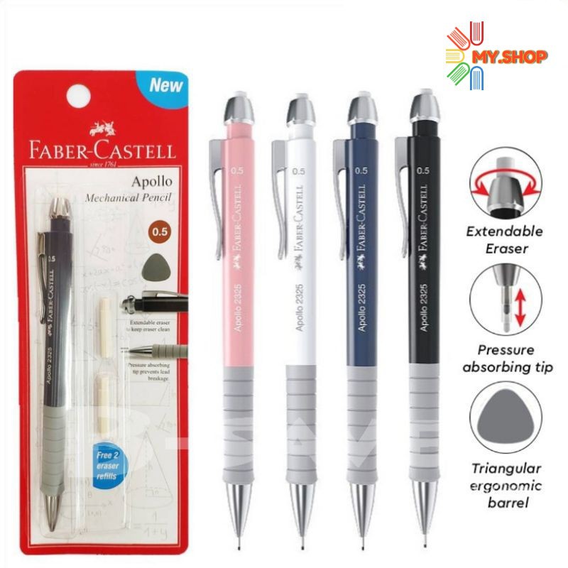 Faber Castell Apollo 0.5mm / 0.7mm Mechanical Pencil (Free Eraser Refills) 232593/232793