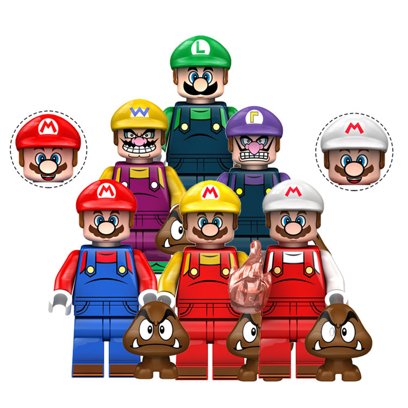 IN STOCK Lego Super Bros Mario Minifigures Luigi Valio Valluigi Building Block Toys For Kids