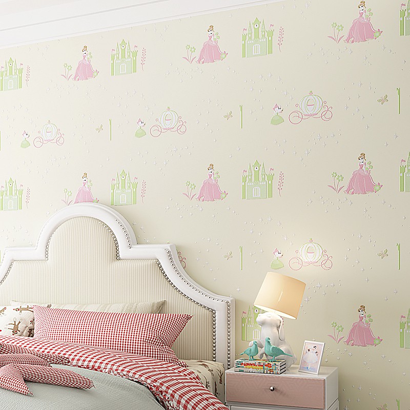 Environmental Protection Pink Princess Room Non Woven Wallpaper 3d Bedroom Wallpaper Girl Cute Cartoon Background Wall P