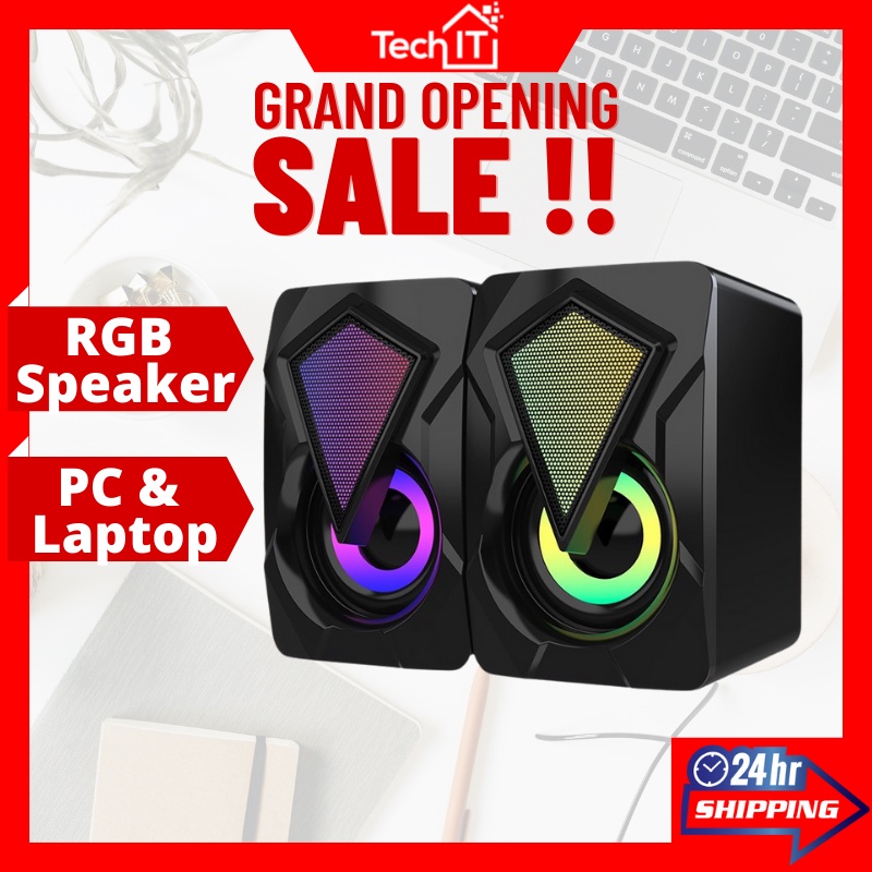 Speaker PC Computer Laptop RGB LED Gaming Speaker Murah Audio USB Desktop Mini Size Speaker Speaker
