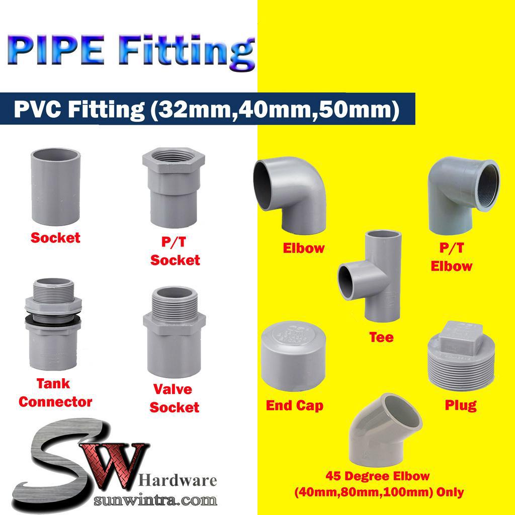 PIPE FITTING / PVC FITTING / PENYAMBUNG PIPE PVC ELBOW TEE SOCKET 