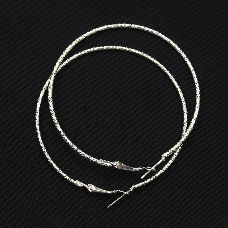 Korean women's silver glare jewelry Simple versatile circle earrings Bamboo pattern earrings gift New Year gift