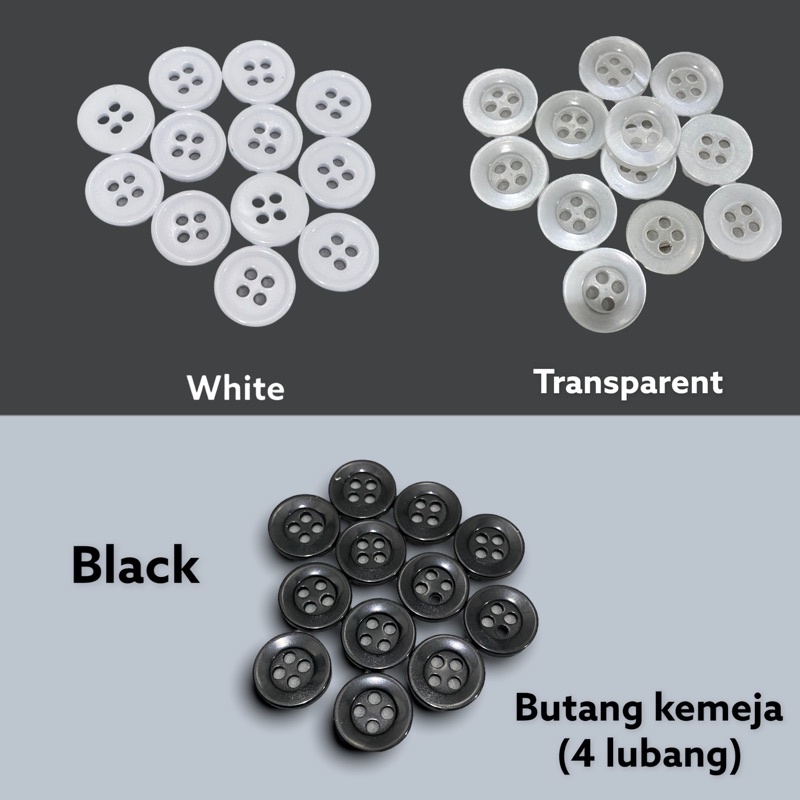 [ 50pcs/ pack ] Butang kemeja/ butang empat lubang/ butang t shirt/ butang shirt/ shirt button