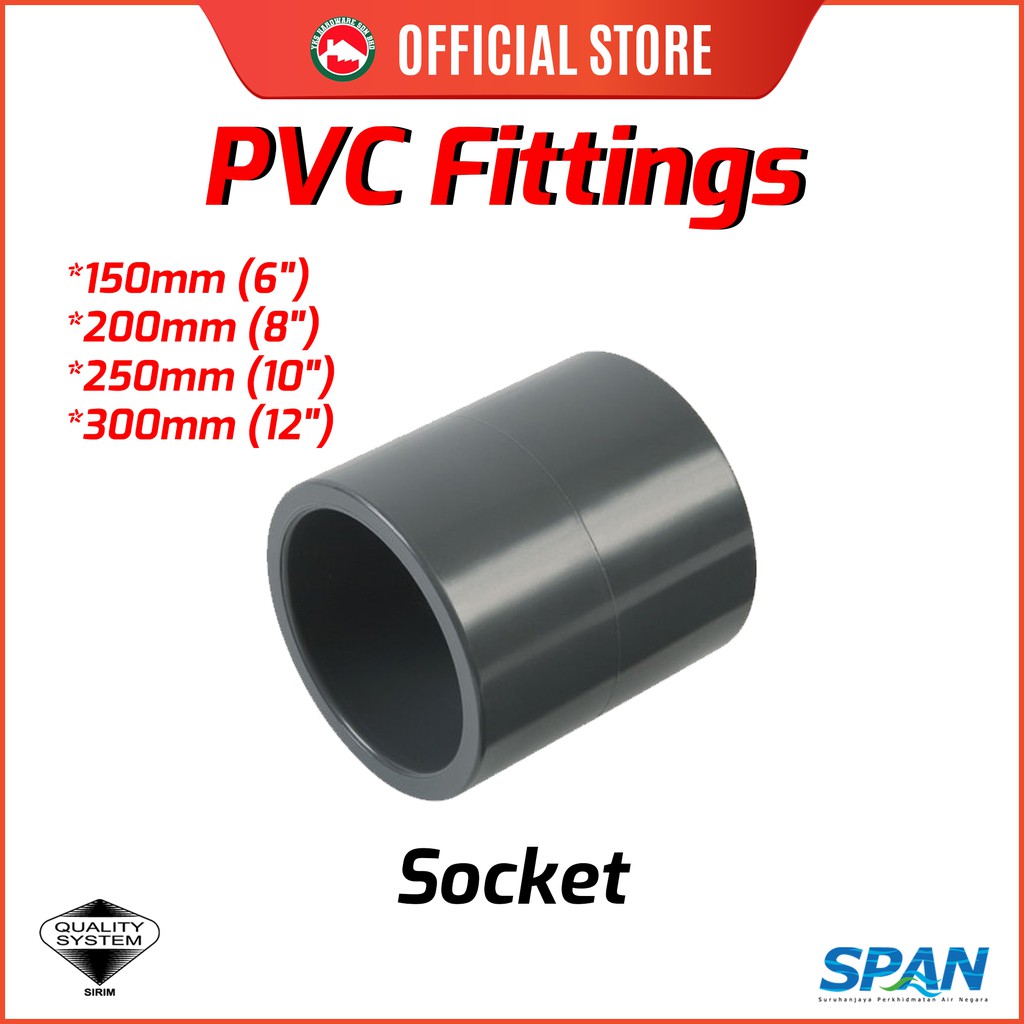 PVC Socket 150mm 300mm Pipe Fittings System [READY STOCK] Shopee