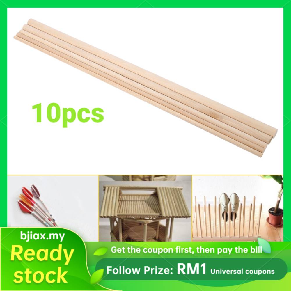 Ready Stock Bjiax 10pcs DIY Wooden Arts Craft Sticks Dowels Pole Sweet
