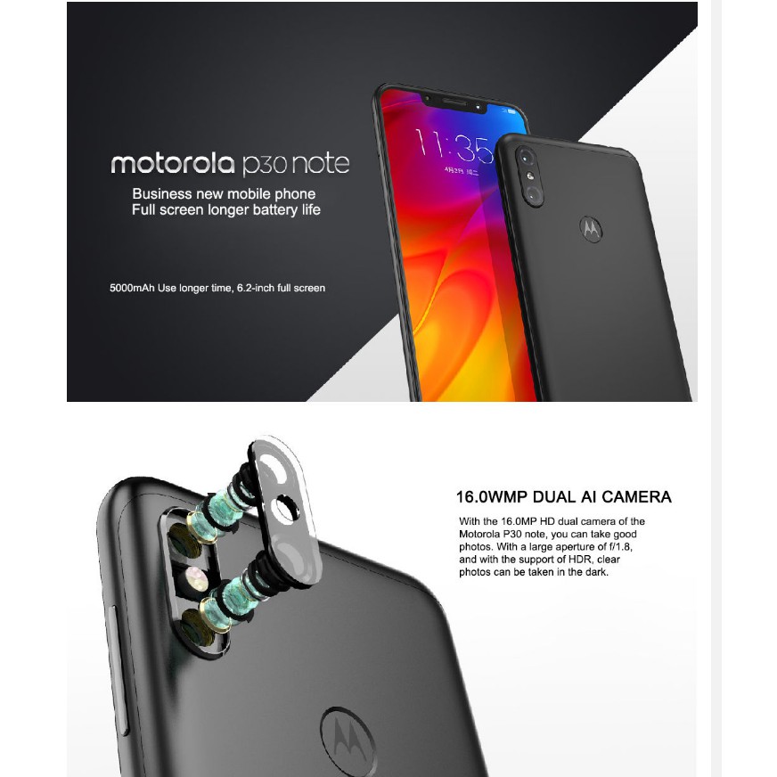 Motorola Moto P30 Note Smartphone 6 2 Inch Screen 6g Ram 64g Rom 16mp Camera 5000mah Mobile Phone Shopee Malaysia
