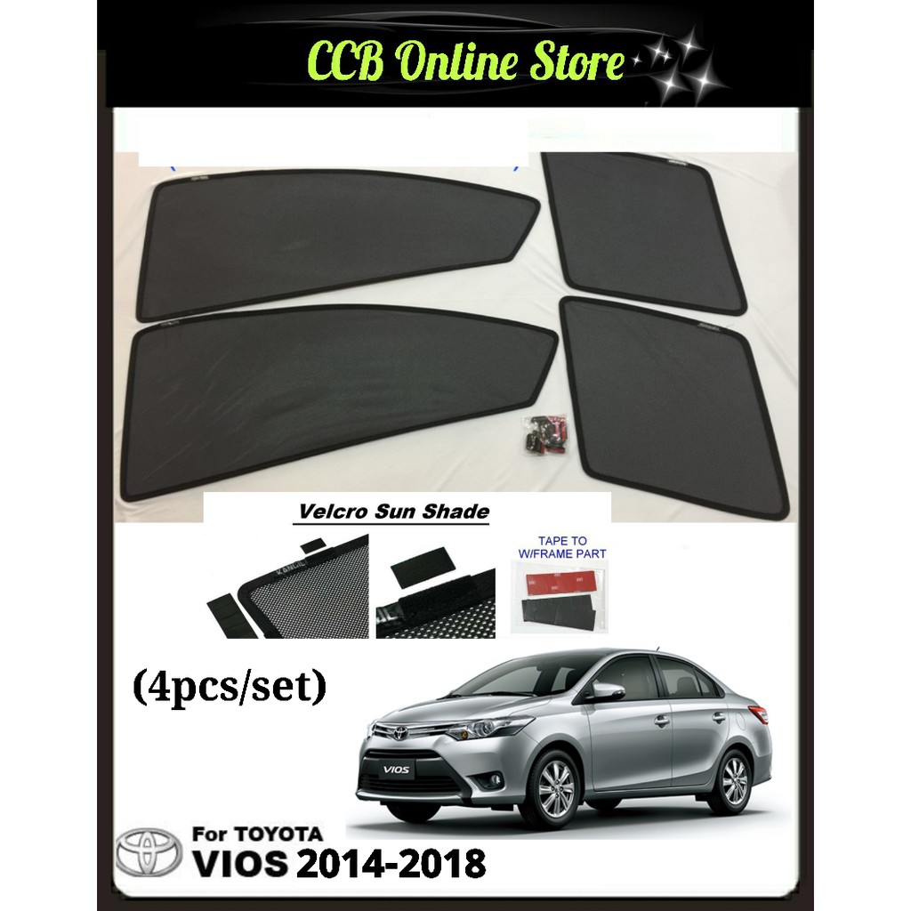 Custom Fit Magic Velcro Sun Shade For Toyota Vios 20142018 (4pcs/set) Shopee Malaysia