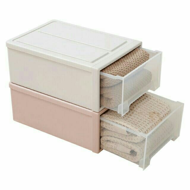 24l Stackable Storage Box Plastic Wardrobe Drawer Rack Shopee