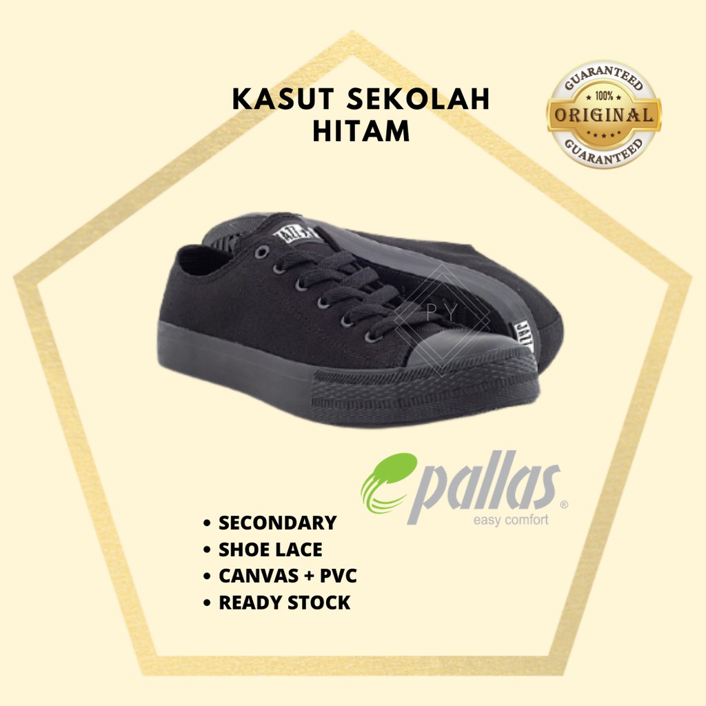 Original Jenama Pallas Jazz Kasut Sekolah Hitam Bertali 407 196abk