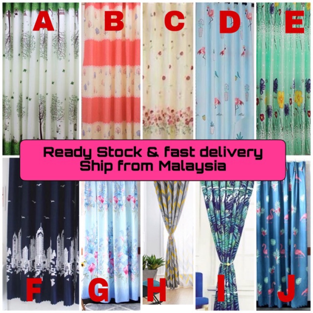  Langsir Murah  curtain home cakuk hook 100cm w x220cm L 