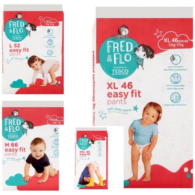 Tesco Fred Flo Disposable Diaper Pants Size M 66 L 52 Xl 46 Xxl 40 Shopee Malaysia
