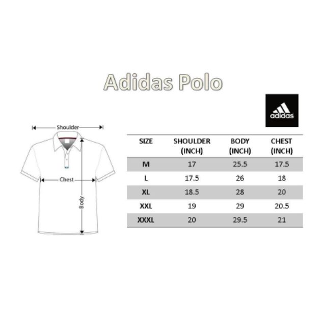 adidas polo shirt size chart
