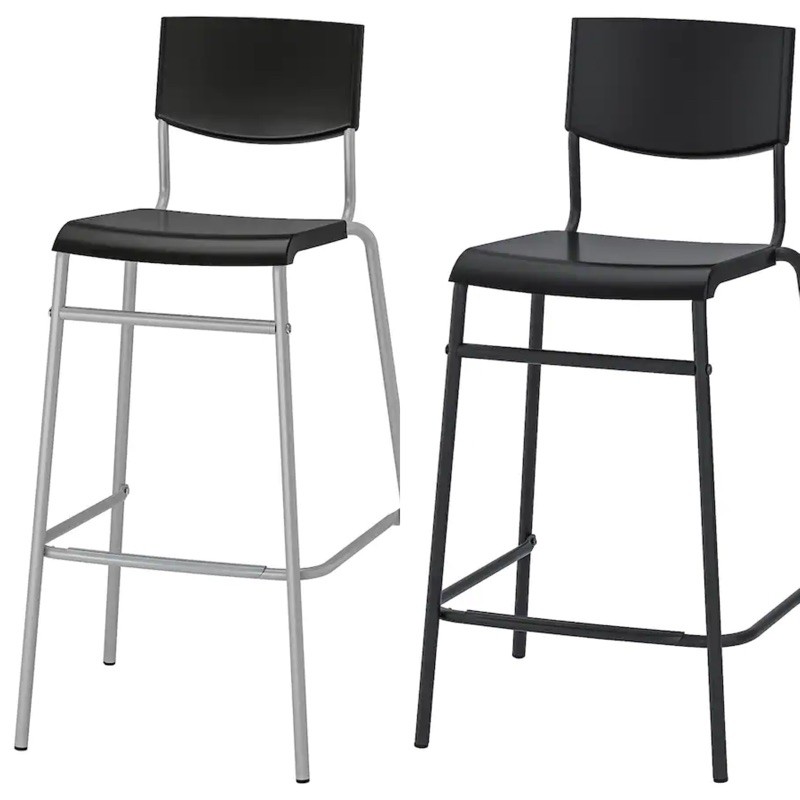 Ikea Stig Stool Bar With Backrest Black, Ikea Wooden Bar Stools