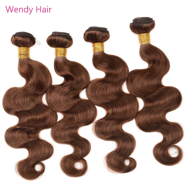 Top A Quality Virgin Brazilian Dark Golden Brown Hair Color Dark