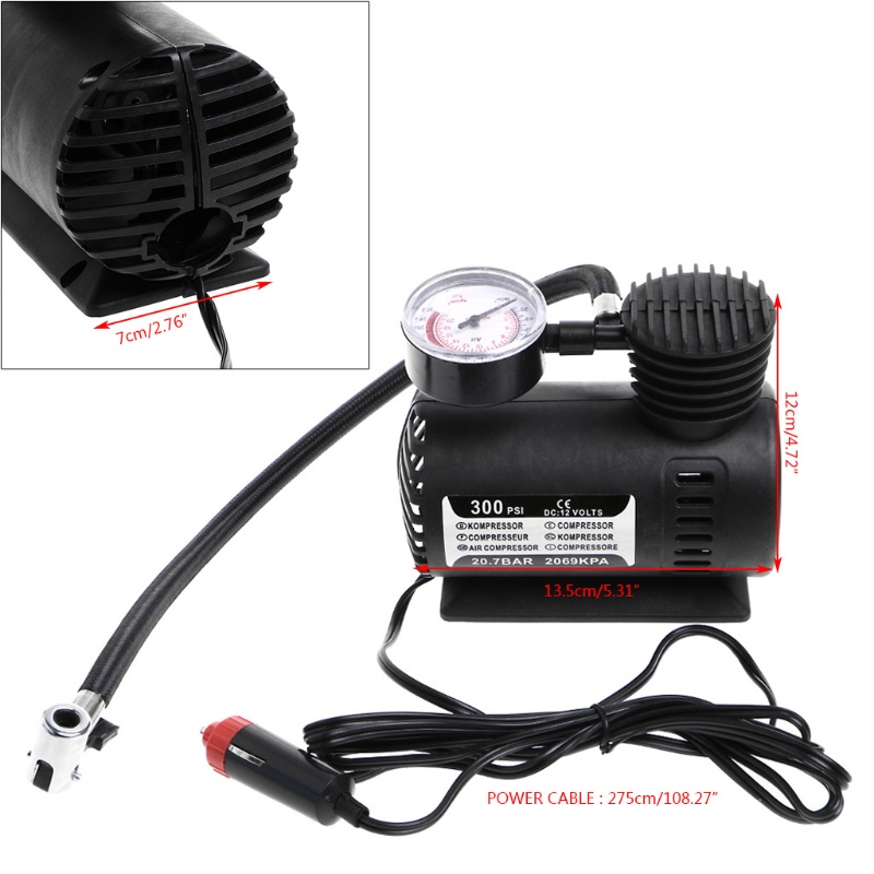 12V 300PSI Air Compressor Tyre Pump for Car Van Bike Portable Tyre Inflator with Pressure Gauge and Extra Nozzle Adapter KIMISS Car Electric Digital Tyre Inflator 