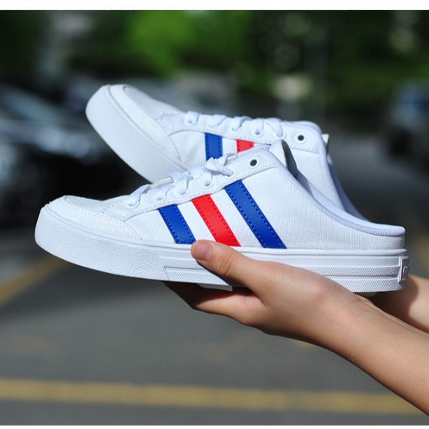 Adidas VS SET MULE Low Top Slip On Loafers School All-match Breathable White For Women Men | Shopee Malaysia