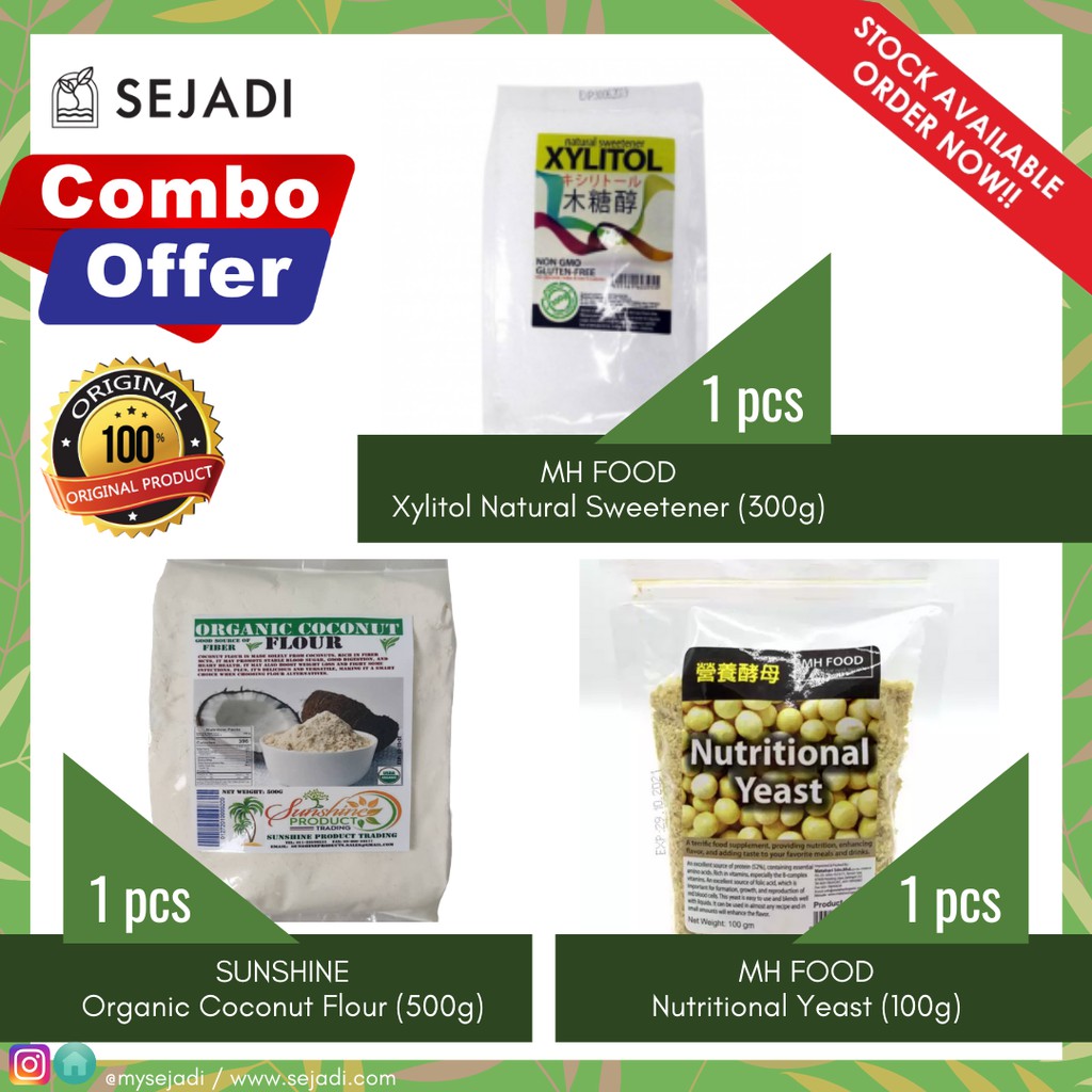 Ready Stock Keto Diet Combo For Baking Coconut Flour Xylitol Nutritional Yeast Shopee Malaysia