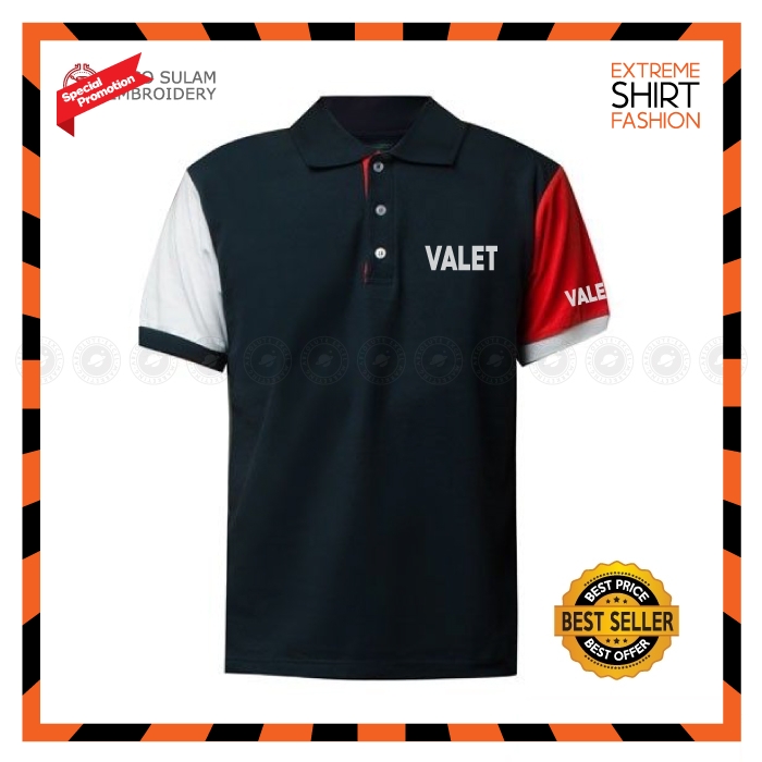 G Polo T Shirt Sulam Valet Parking Hotel Apartment Service Work Baju Tee Lelaki Office Service Uniform Embroidery Jahit