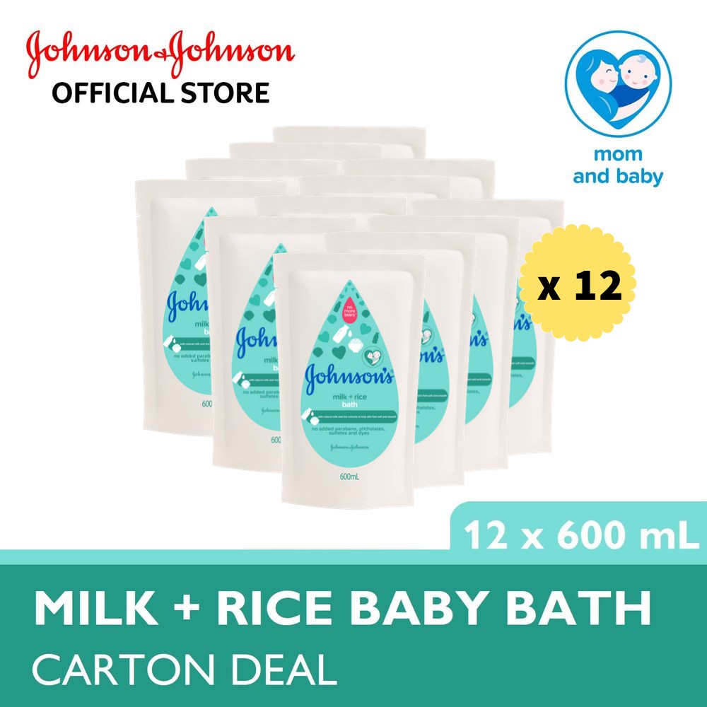 Johnson's Milk + Rice Bath Refill (600ml x 12) [Carton Deal] Shopee