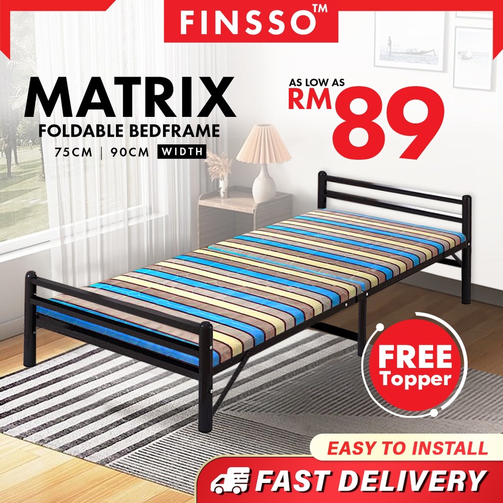 FINSSO : MATRIX BEDFRAME WITH FREE TOPPER / KATIL