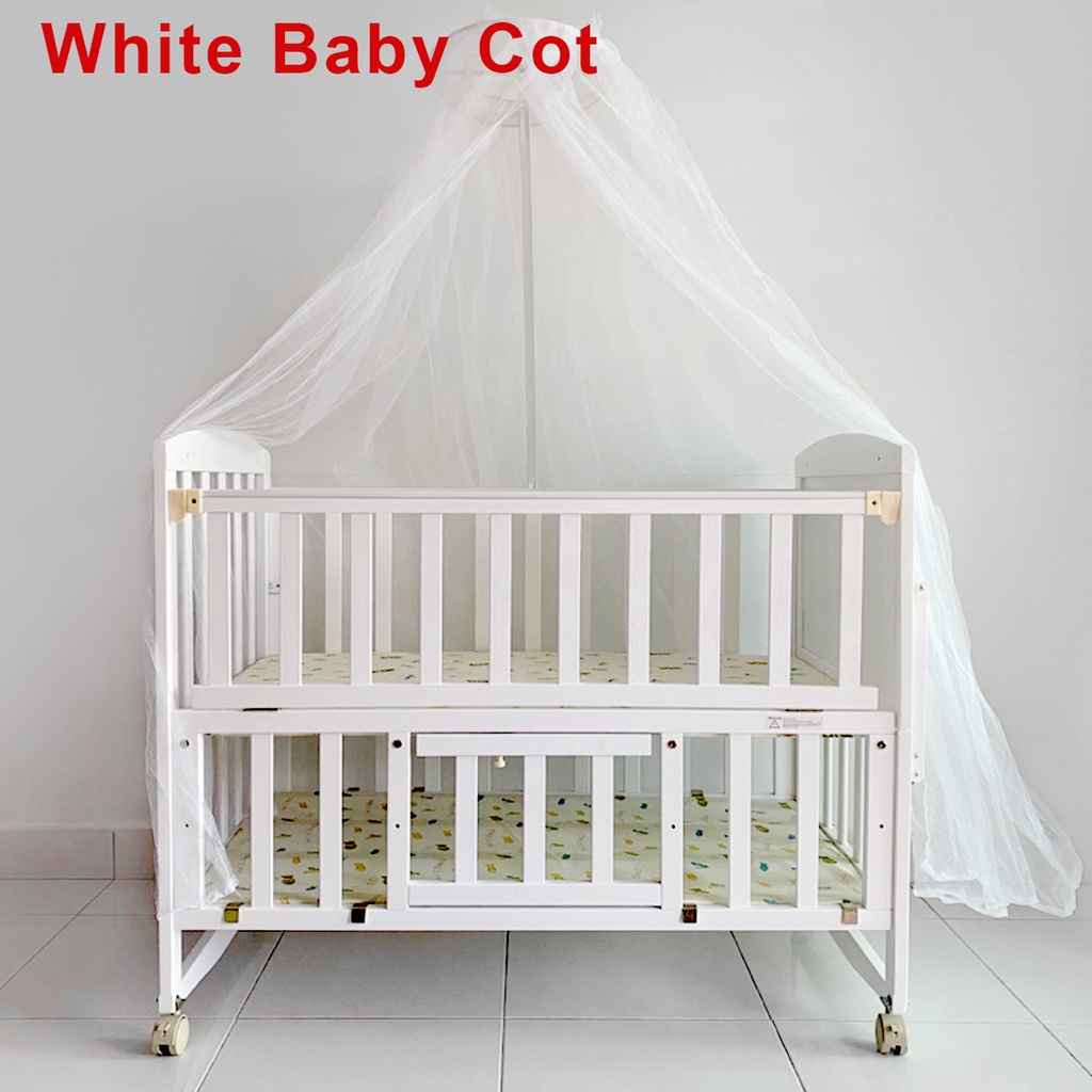 (big one) Newborn cot baby bed 2 Tiers White Color baby cot Premium 2