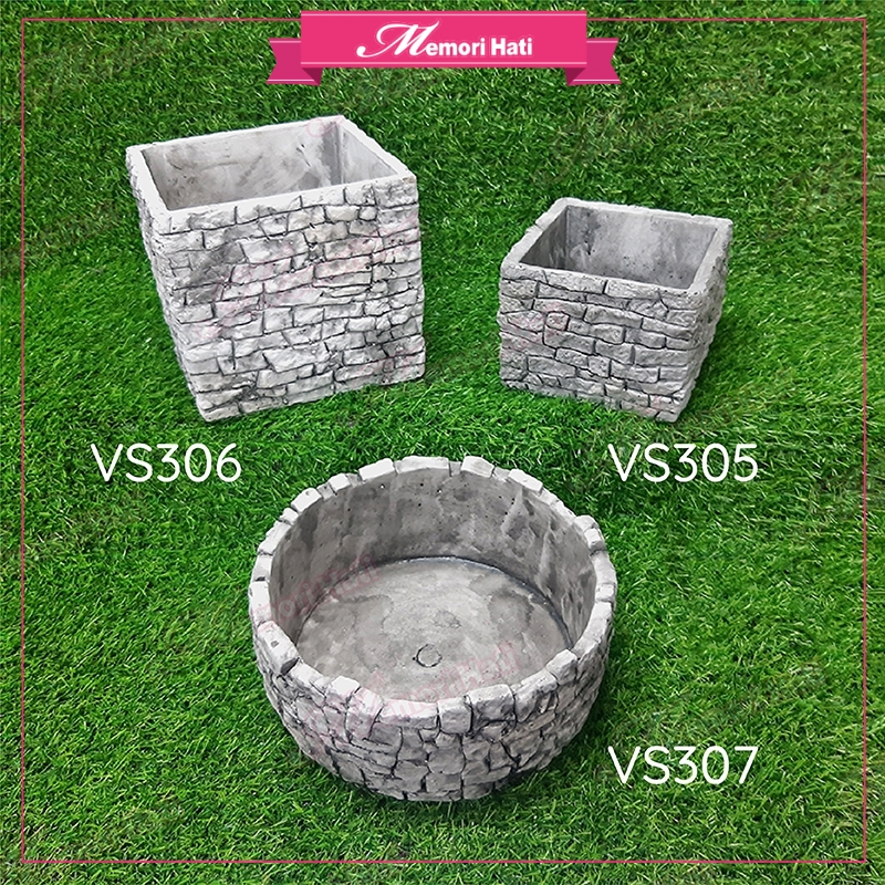 Vs305 Vs306 Vs307 Square Round Cement Vase Pasu Bunga Simen Shopee Malaysia