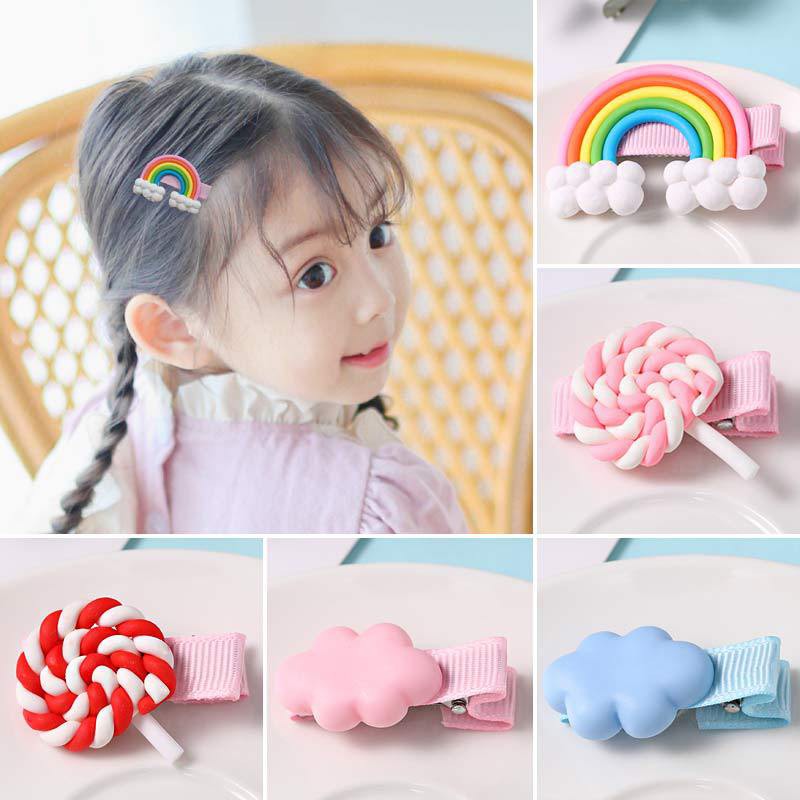 Handmade Lollipop Rainbow Headwear Girls Hair Clips Hair