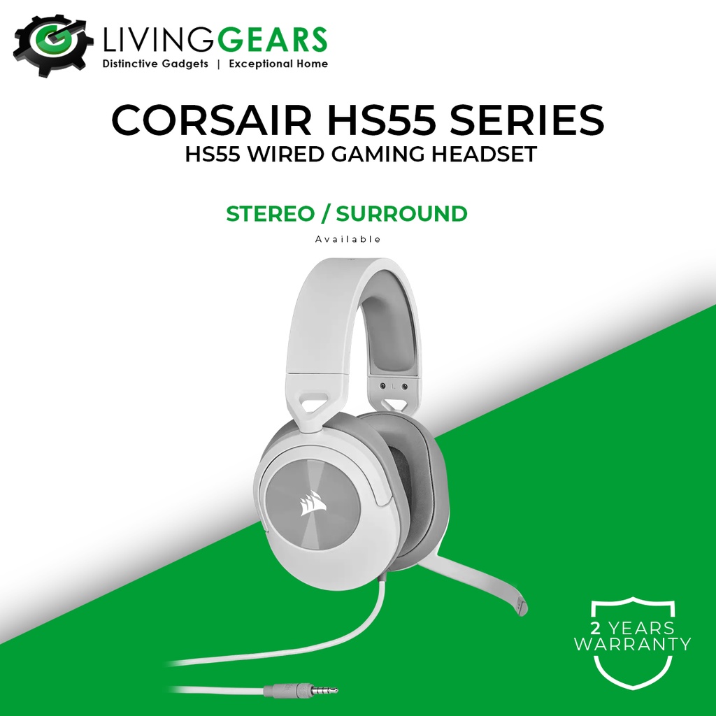 Corsair Stereo/Surround Wired/Wireless Gaming Headset HS55 Series Shopee Malaysia