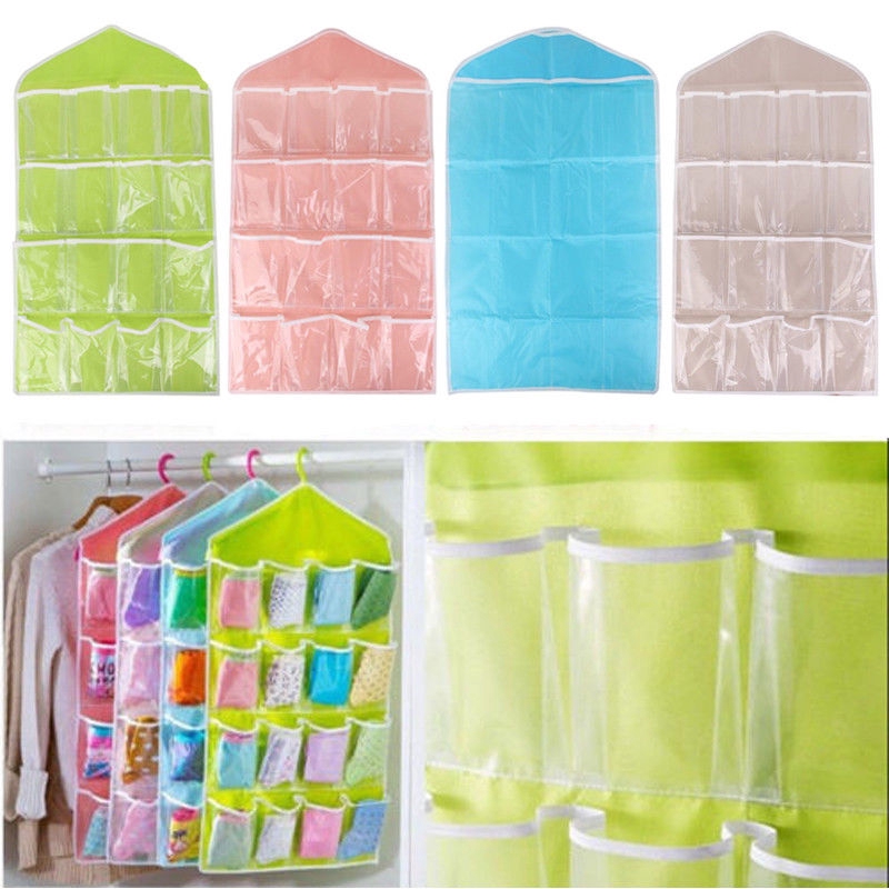 Socks Small Things 16 Pockets Wall Door Organizer Storage Bra Back