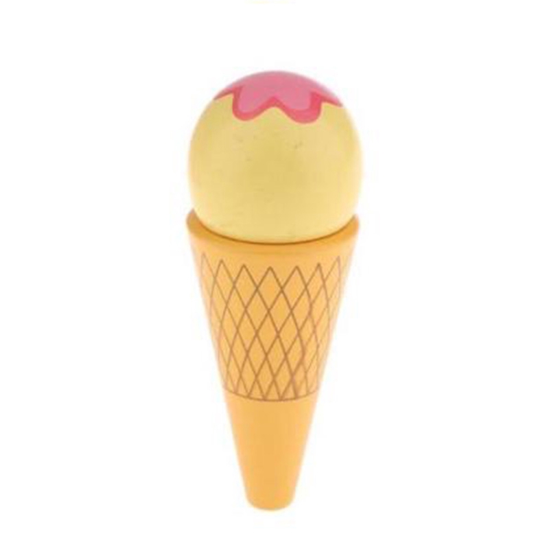 Wooden Toy Magnetic Ice Cream Cone Kid Pretend Food Toy Kitchen