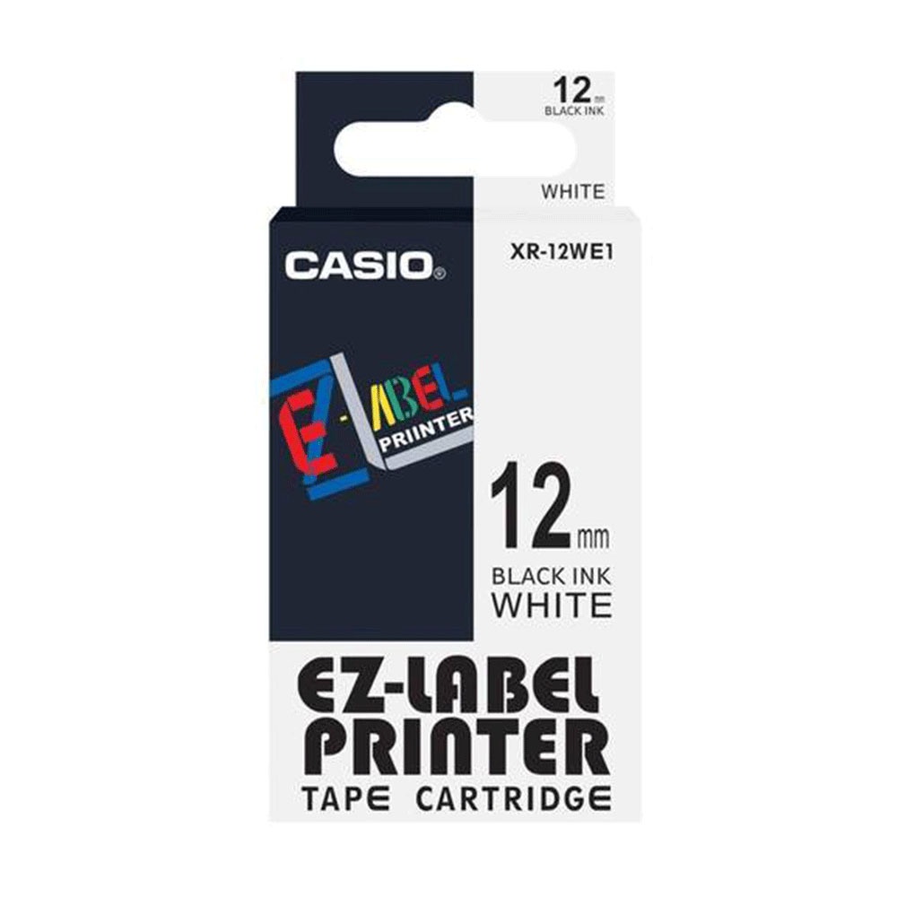 Casio EzLabel Tape Cartridge 12mm, Black on White (XR12WE1