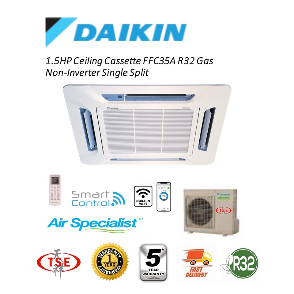 Daikin Ffc35a 1 5hp Ceiling Cassette Type Air Cond Non Inverter R32