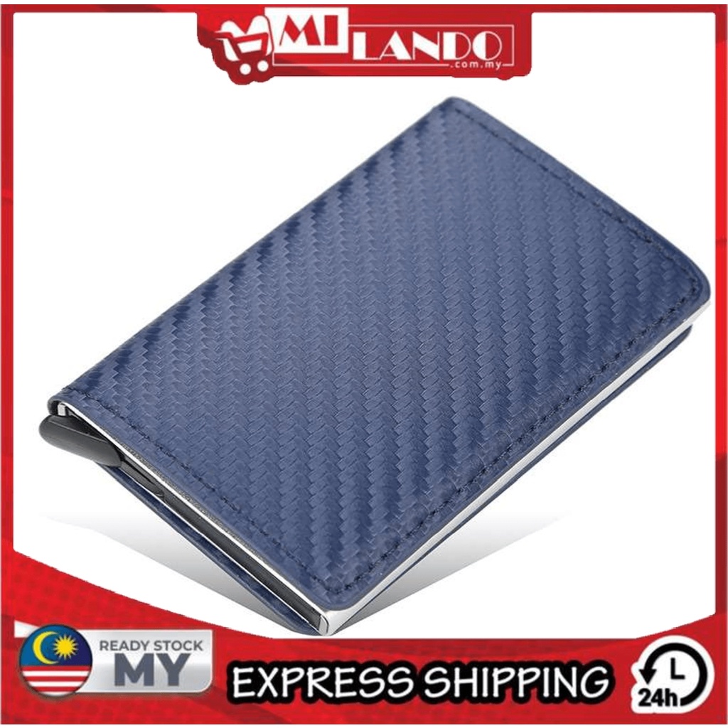 MILANDO Men Card Wallet Anti-Theft PU Leather Business Card Holder ID Name Card Storage Wallet Dompet Lelaki (Type 9)