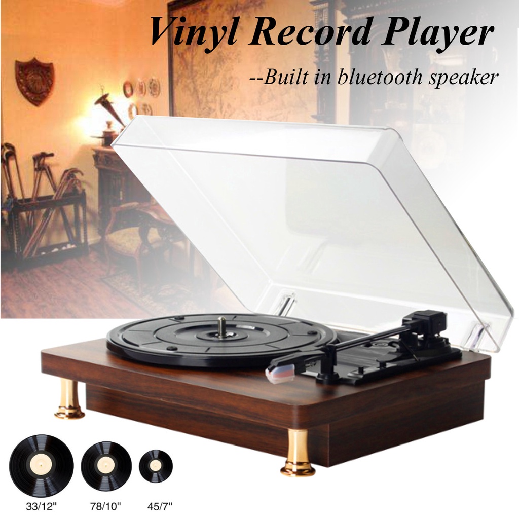 Vintage Gramophone Phonograph Player Bluetooth Music Player Vinyl Turntable Record Player Speakers For 33/45/78RPM Record