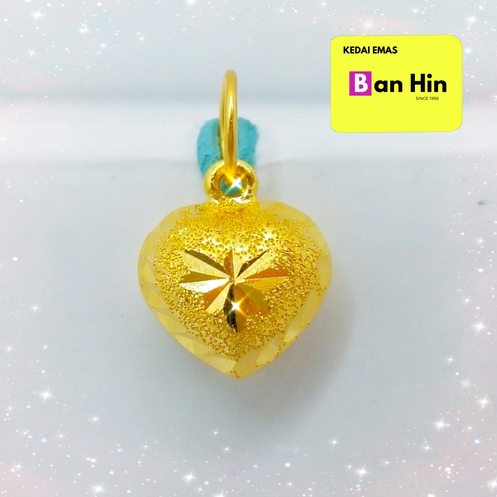 916 GOLD HEART SHAPE PENDANTS/LOKET LOVE EMAS 916-10T9809