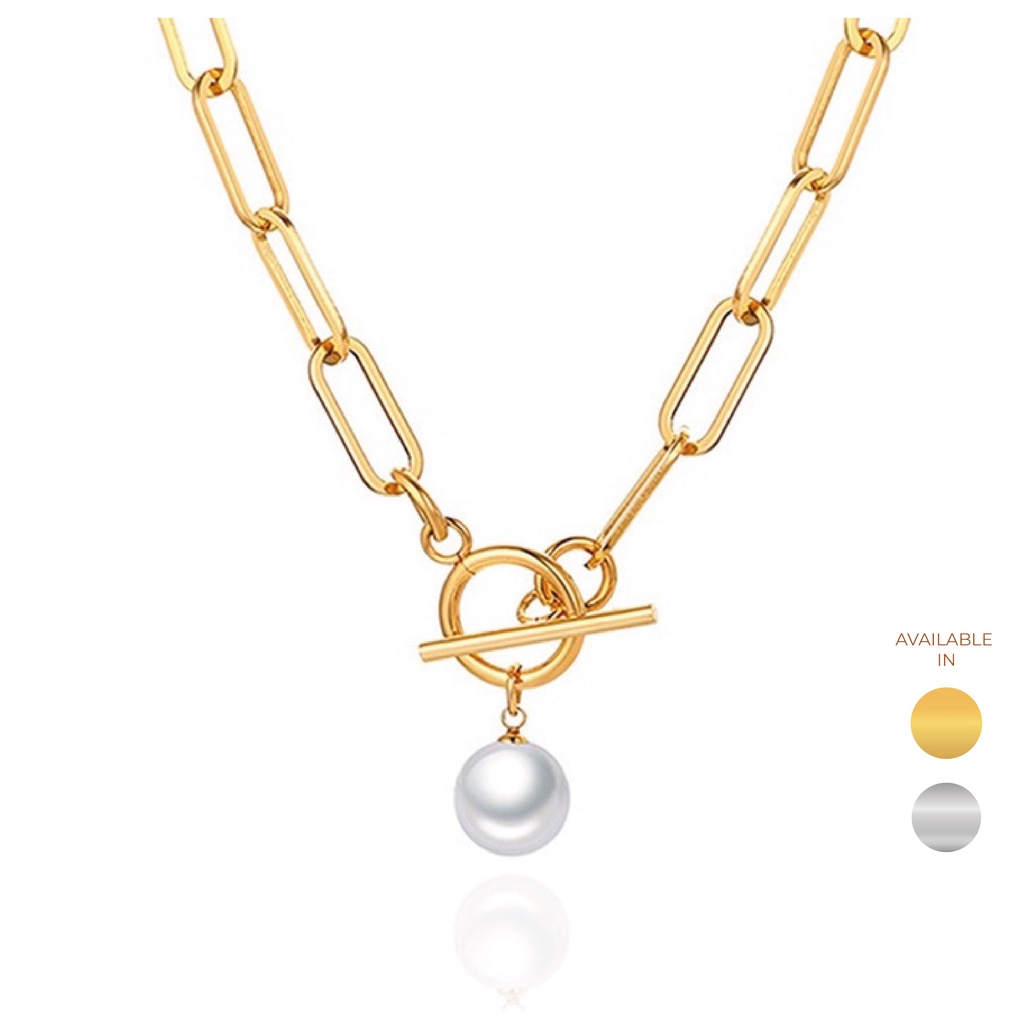 CELOVIS Moonlight Pearl Drop Pendant with Toggle Clasp Chain Necklace