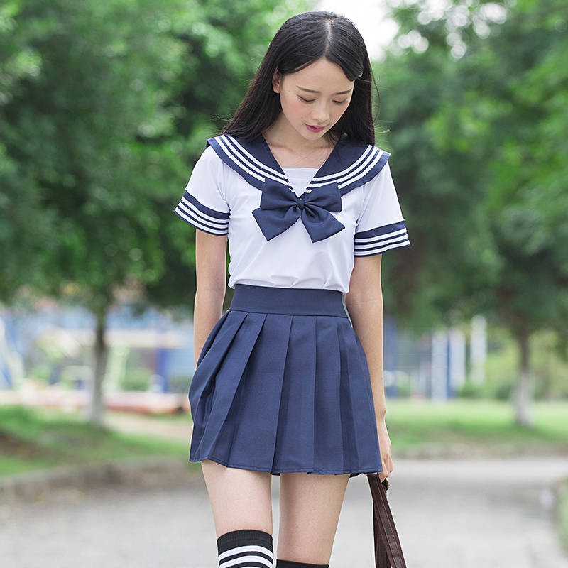 韩国制服校服套装女装夏 日系水手服女jk制服学生韩版校服班服森女学院风cos套装jk演出服 Shopee Malaysia