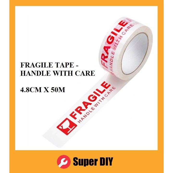 FRAGILE Tape HANDLE WITH CARE/Tape Mudah Pecah (4.8cm X 50M) [READY
