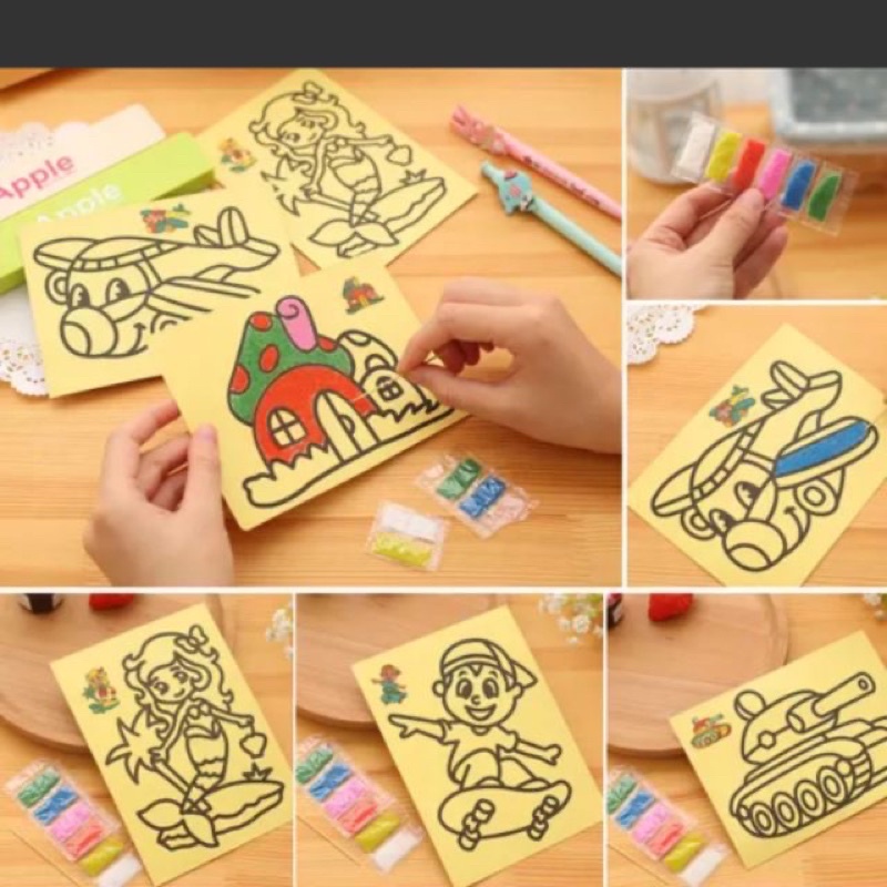 Creative Hand Craft Sand Painting Kindergarten Drawing Art Handmade Sand Card DIY Colorful Art Paper For Children Kids