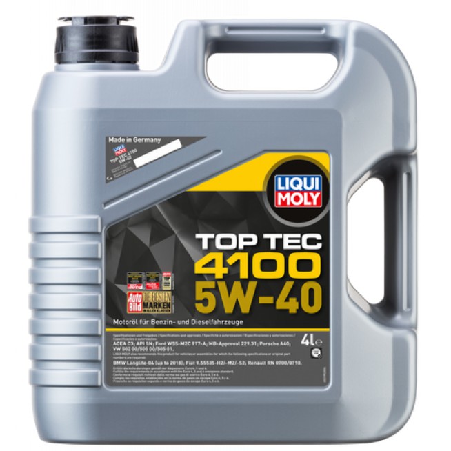 Liqui Moly Fully Synthetic Top Tec 4100 5W40 Engine Oil(4L) | Shopee ...