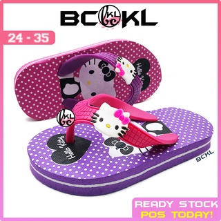 【 BCKL 】Girl's Cartoon Flip-Flops Kids Slippers | Kitty Shoes Lake Sandals Color | Kasut Selipar Budak 24-35